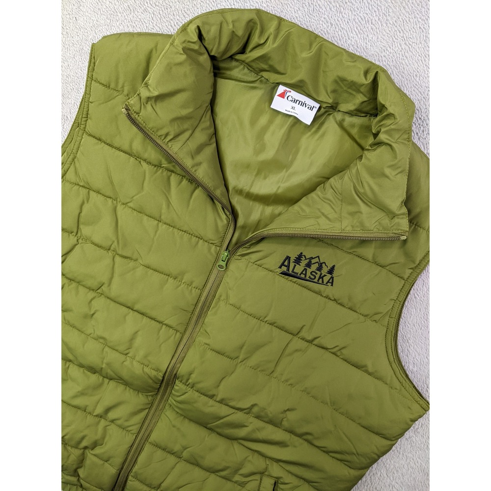 Carnival Alaska Puffer Vest Olive Green XL Sleeveless Jacket Lightweight Mens